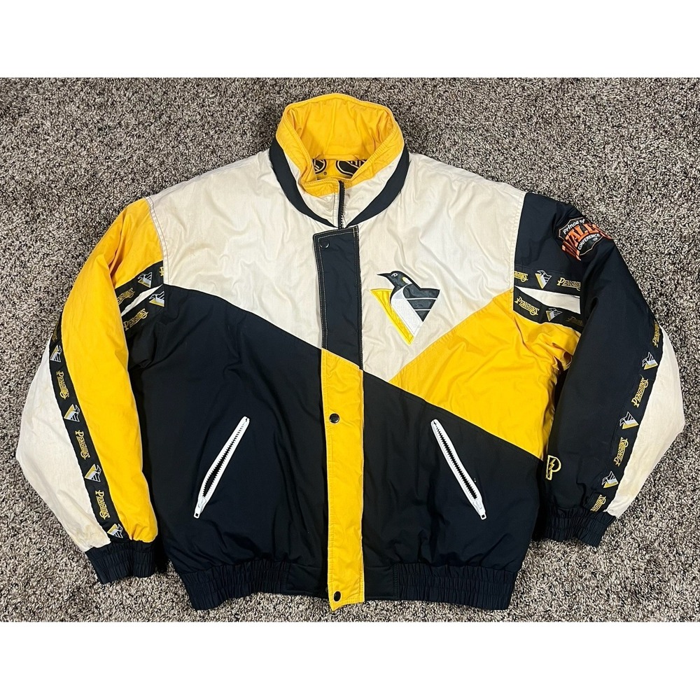 Vintage Pittsburgh‎ Penguins Jacket Men's Sz Large NHL Hockey Pro Player 90s